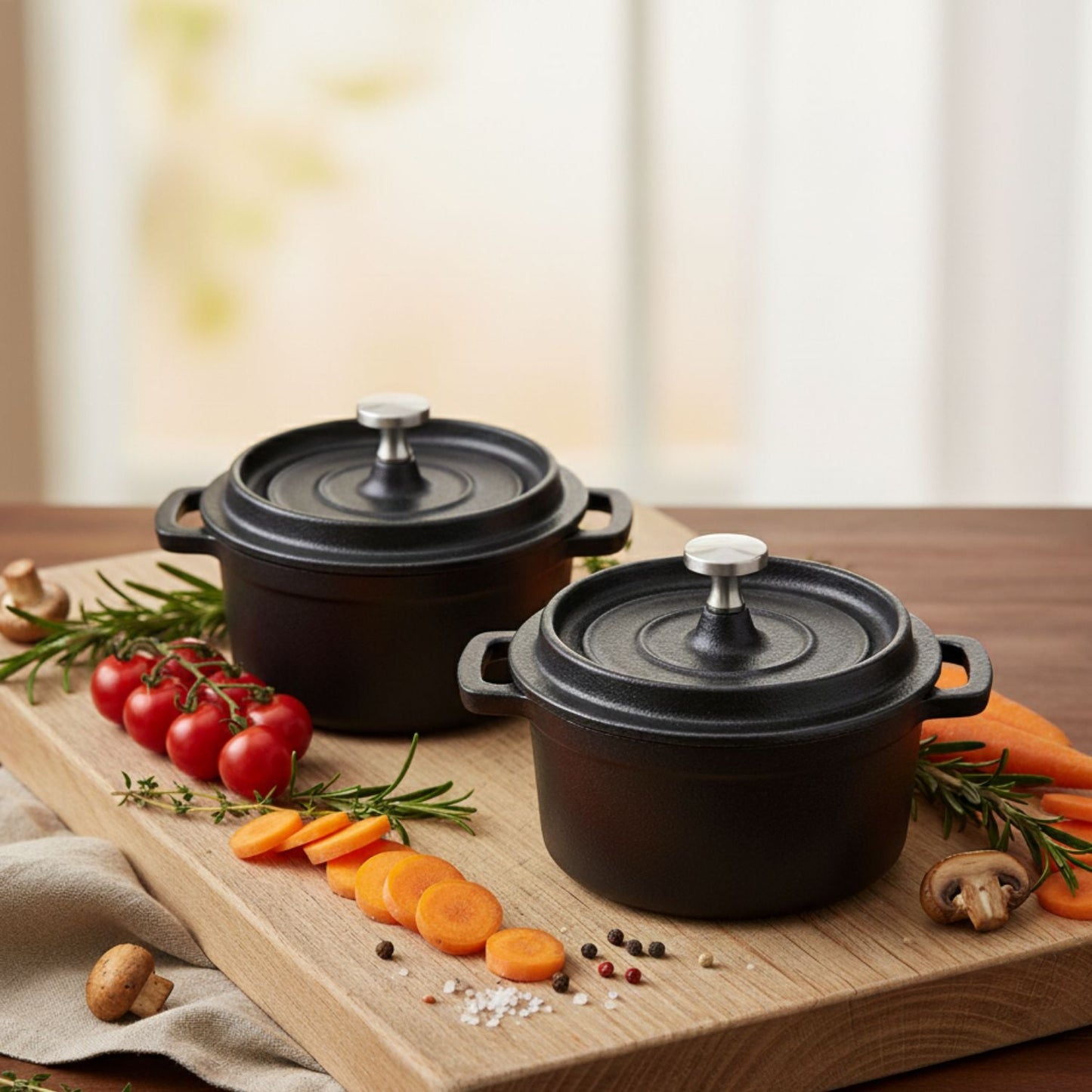 Mini Cast Iron Dutch Ovens, Set of 2