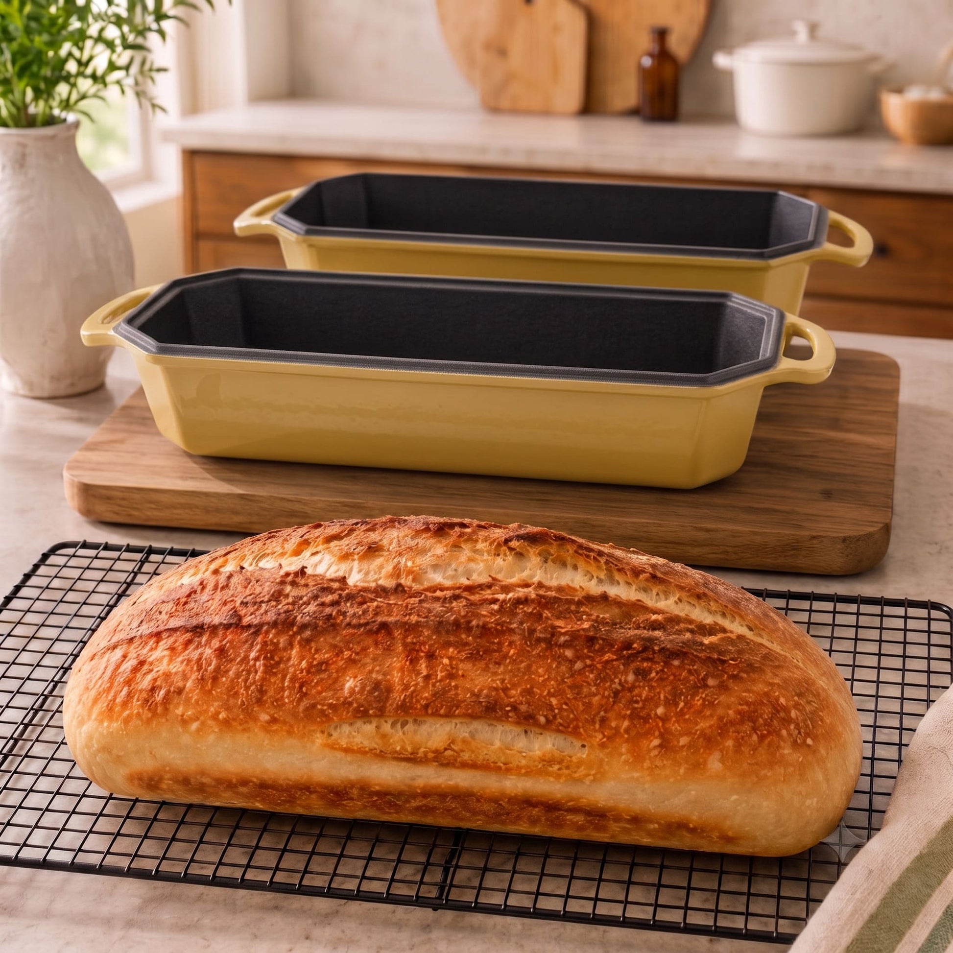 enameled cast iron long loaf pan 33 x 13 cm sunny yellow