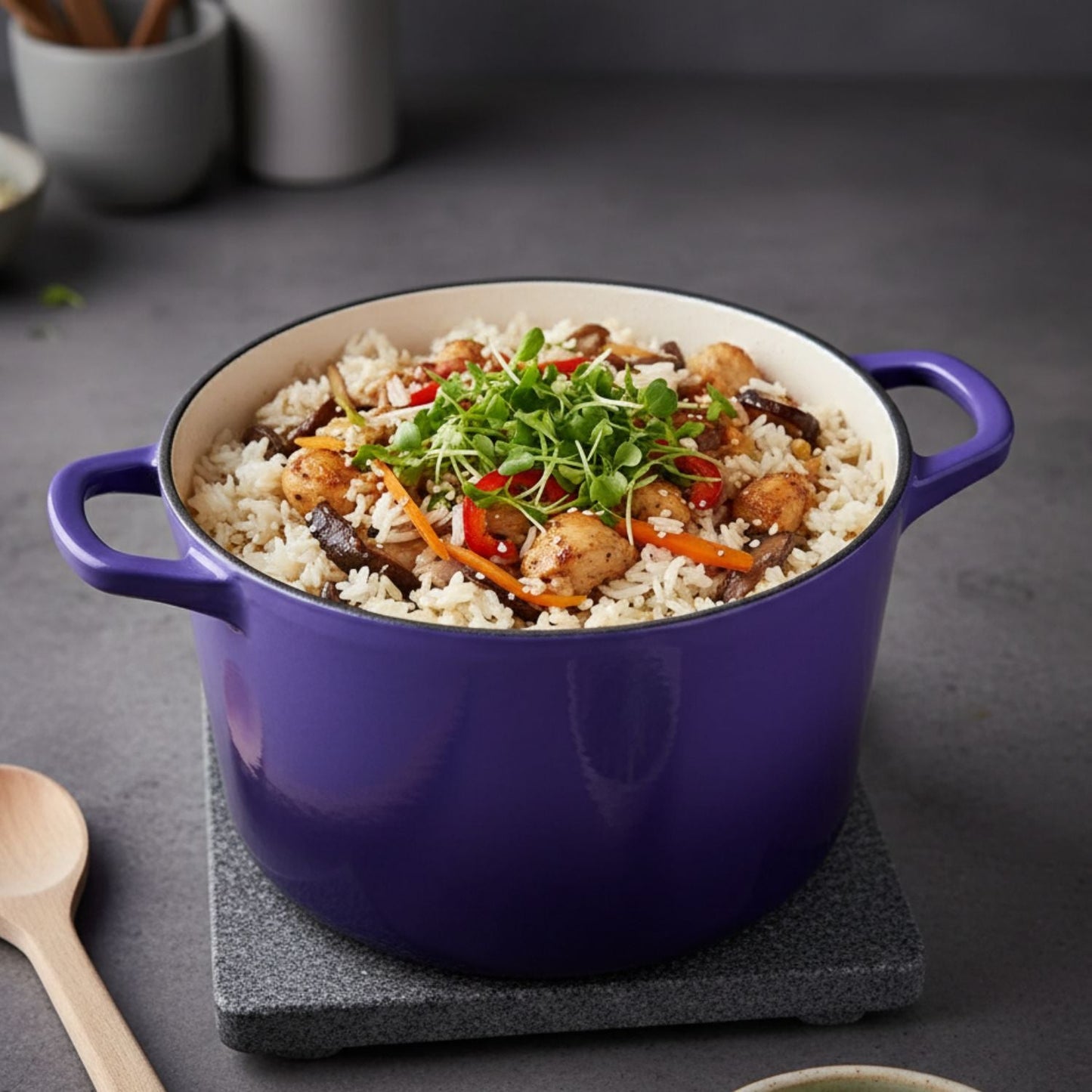 Enamelled Cast Iron Rice Pot