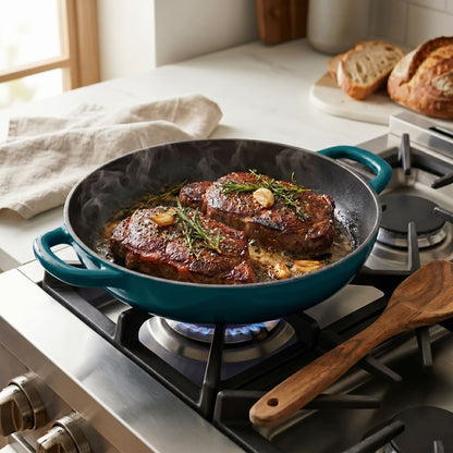 Enamelled Cast Iron Shallow Casserole