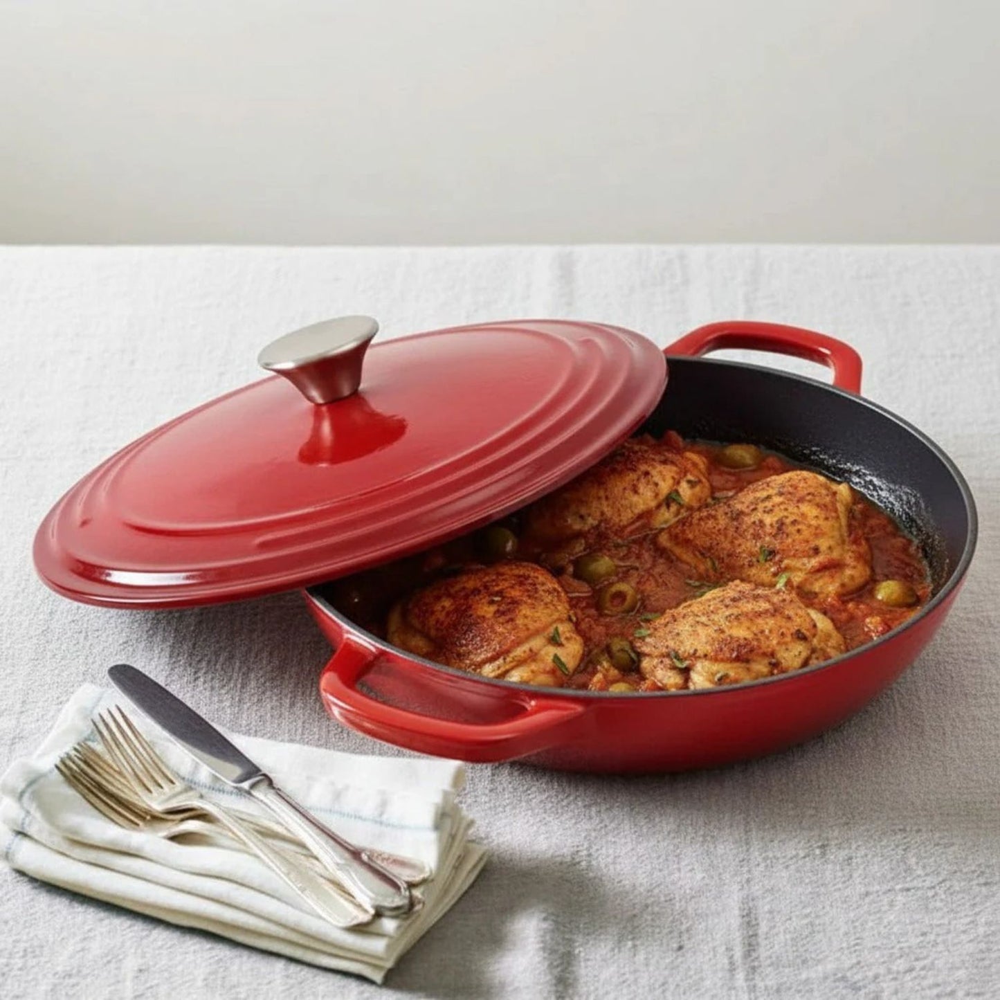 Enamelled Cast Iron Shallow Casserole