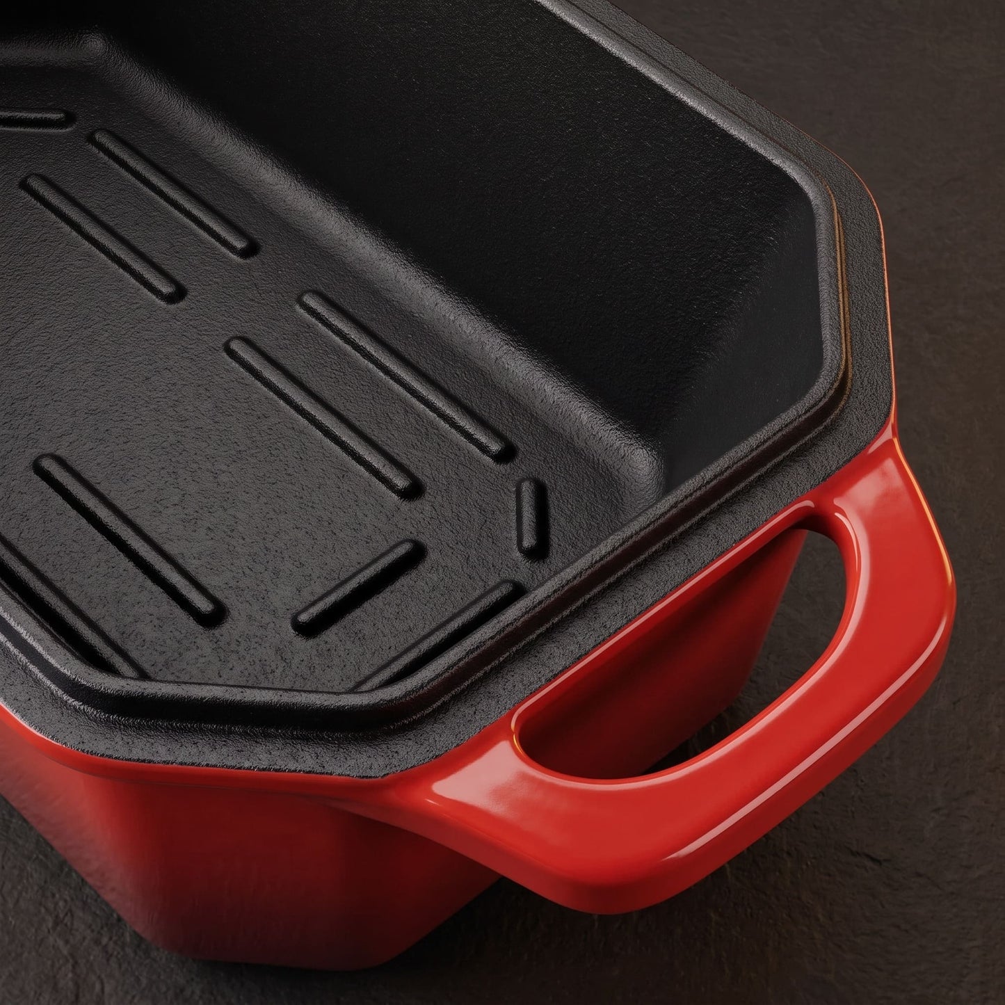 enameled cast iron loaf pan cherry red