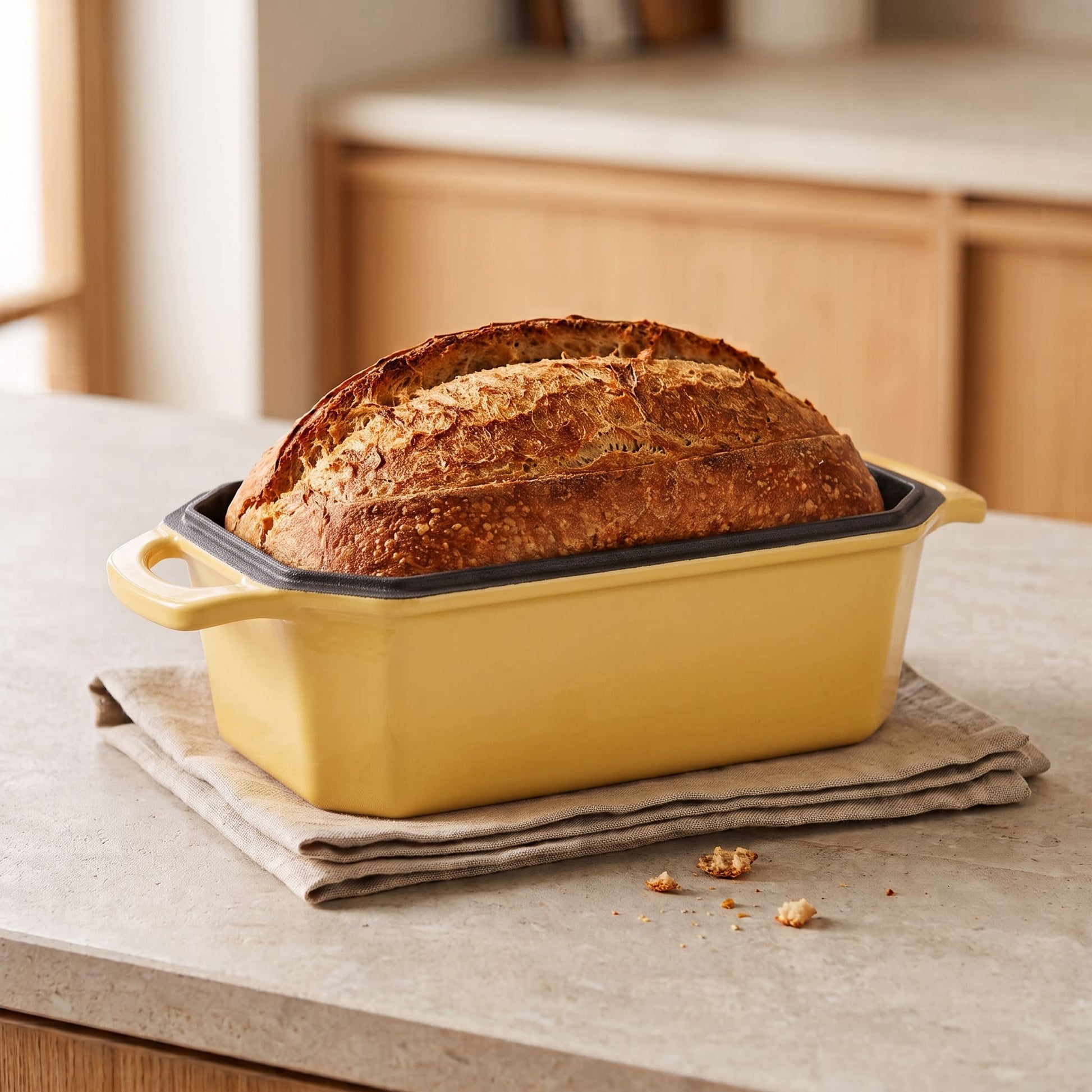 enameled cast iron loaf pan for sourdough 23 x 13 cm sunny yellow