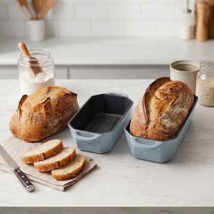 enameled cast iron loaf pan slate blue