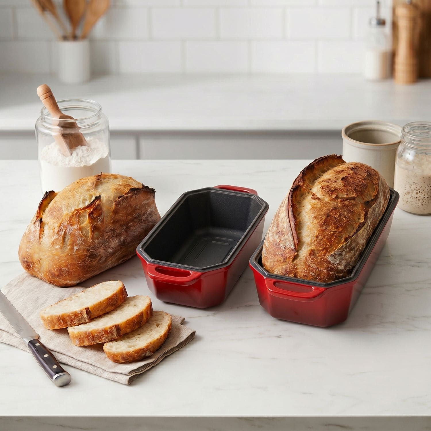 enameled cast iron loaf pan cherry red