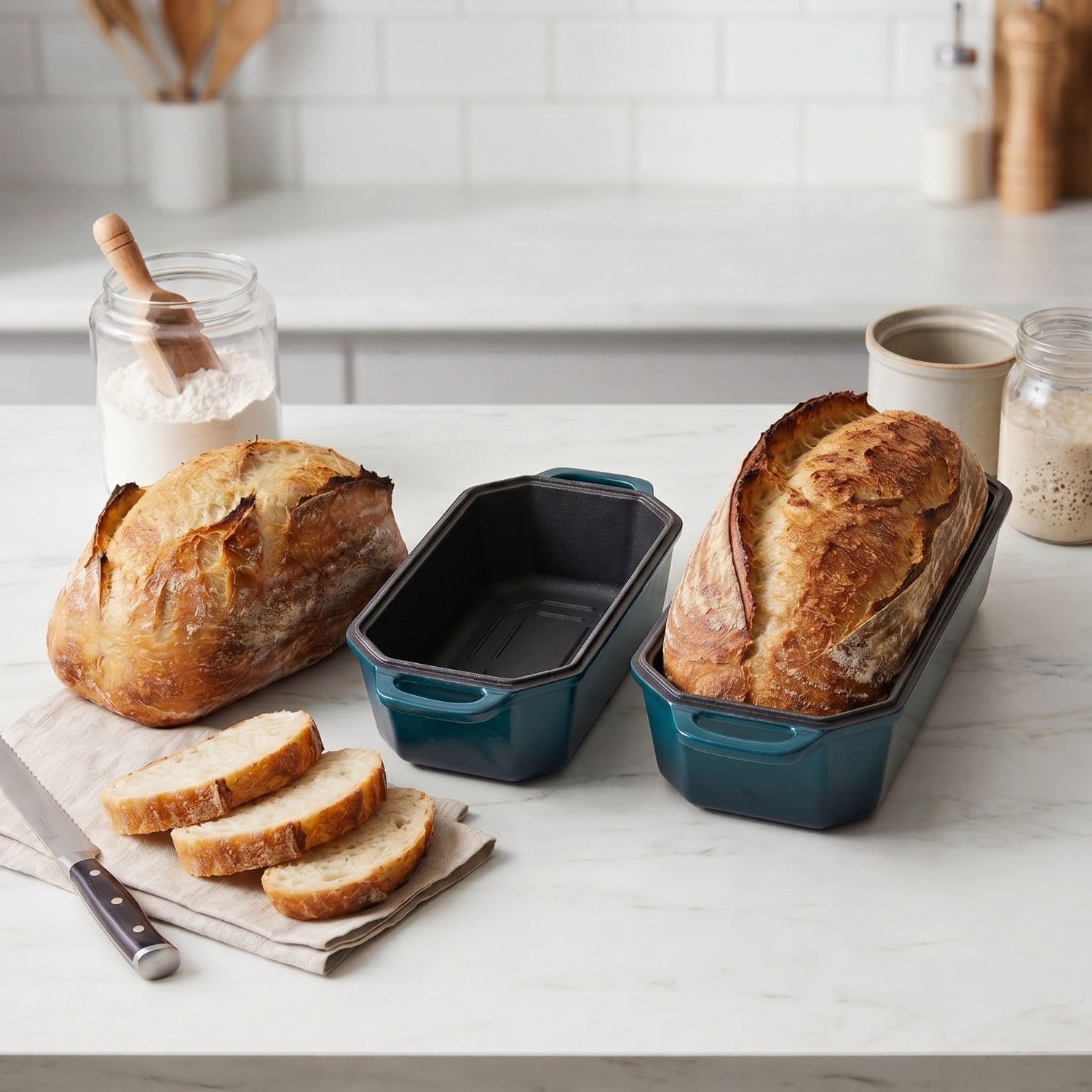 enameled cast iron loaf pan dark cyan