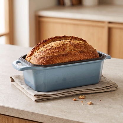 enameled cast iron loaf pan for sourdough 23 x 13 cm slate blue