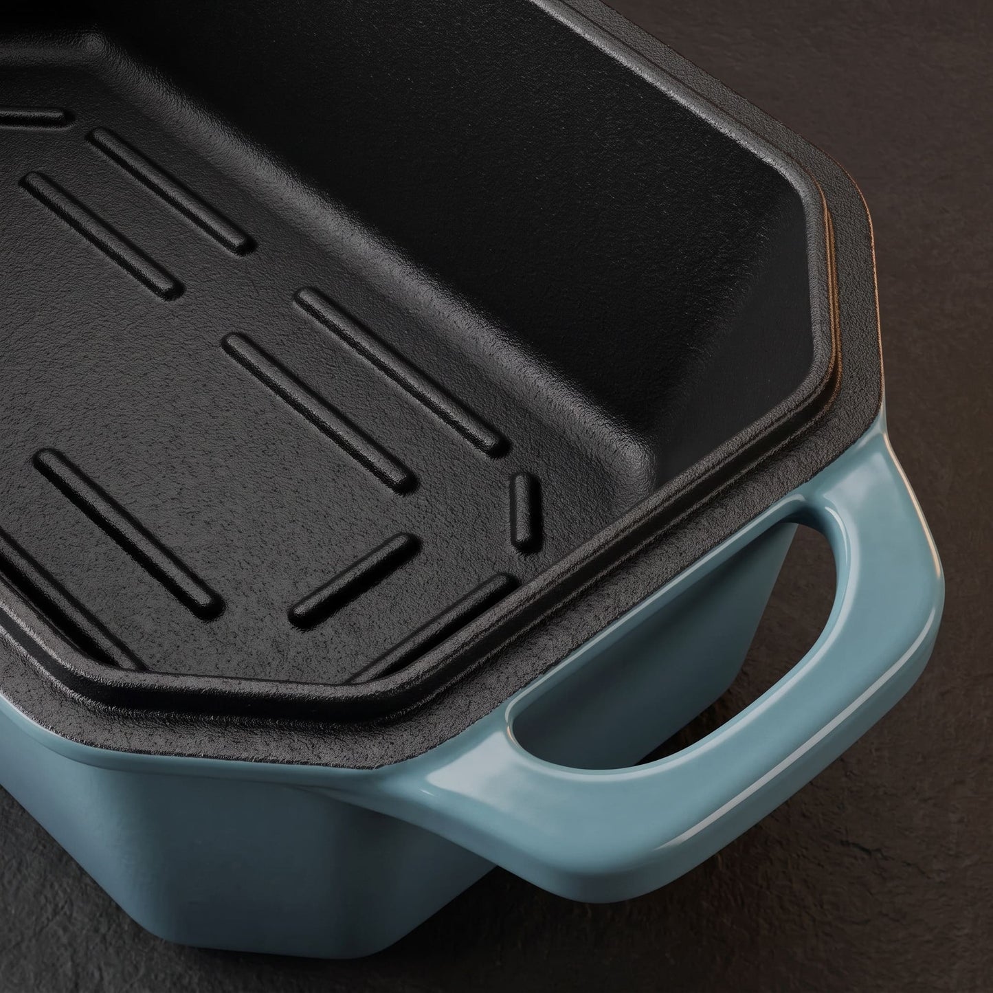 enameled cast iron loaf pan slate blue