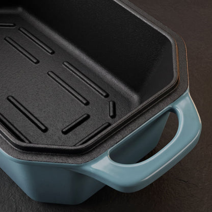 enameled cast iron loaf pan slate blue