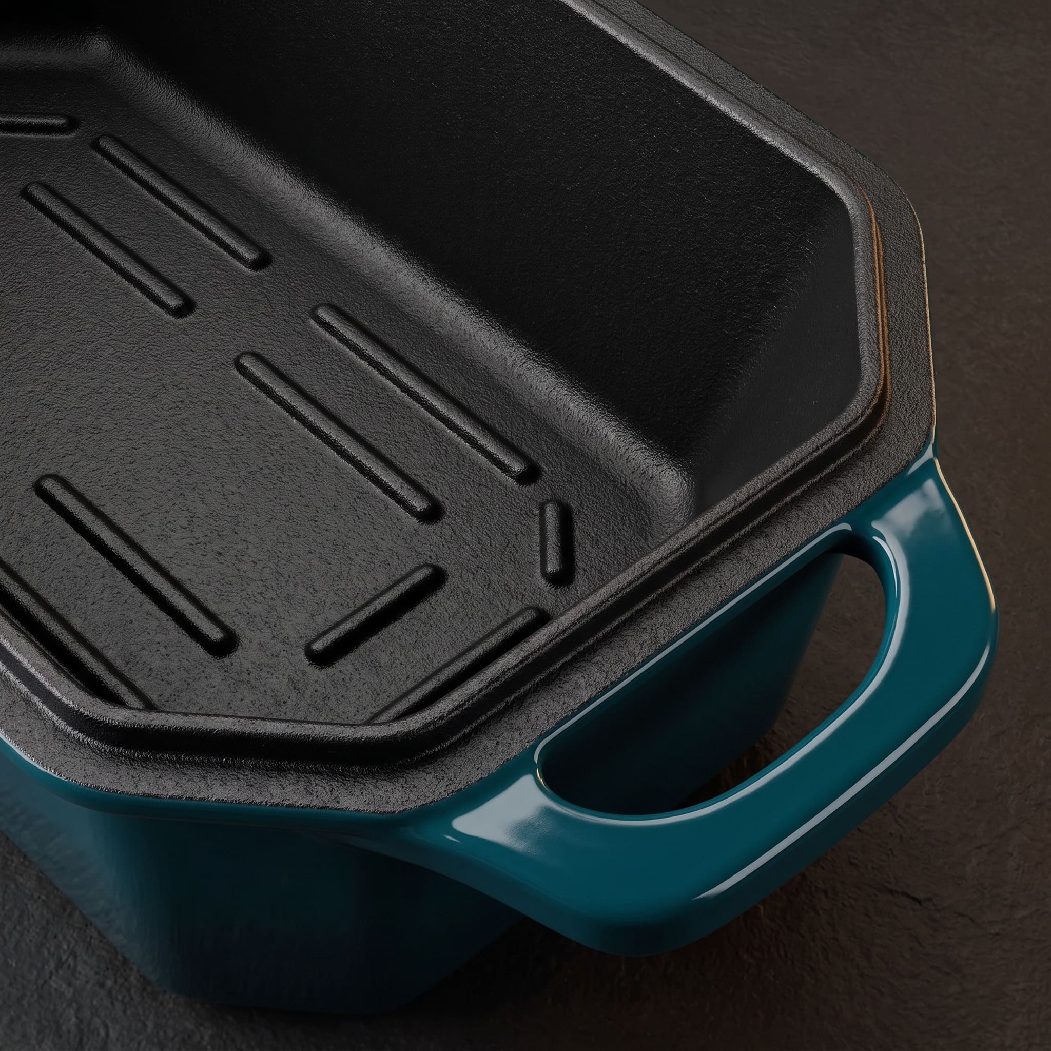 enameled cast iron loaf pan deep cyan