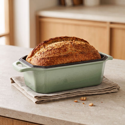 enameled cast iron loaf pan for sourdough 23 x 13 cm sage green