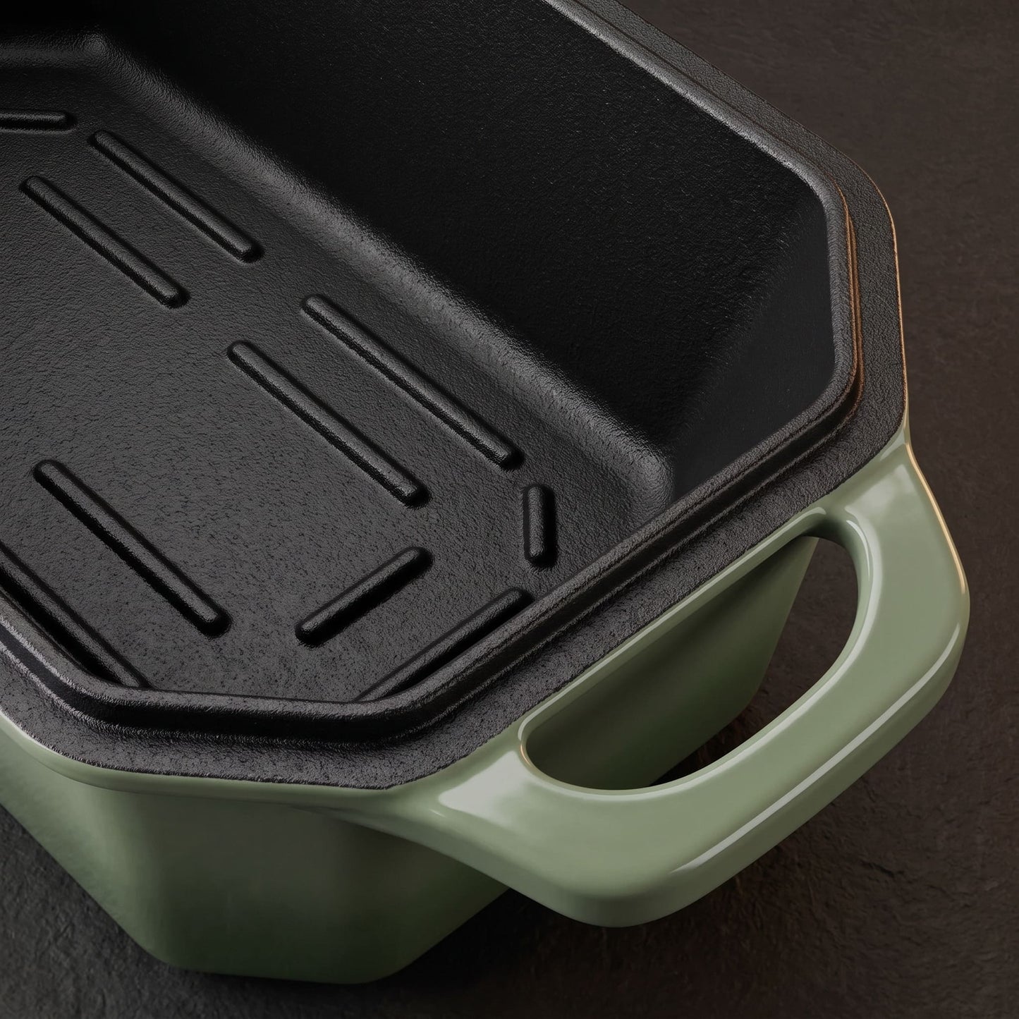 enameled cast iron loaf pan sage green