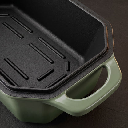 enameled cast iron loaf pan sage green