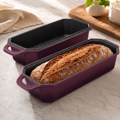 enameled cast iron long loaf pan 33 x 13 cm plum purple