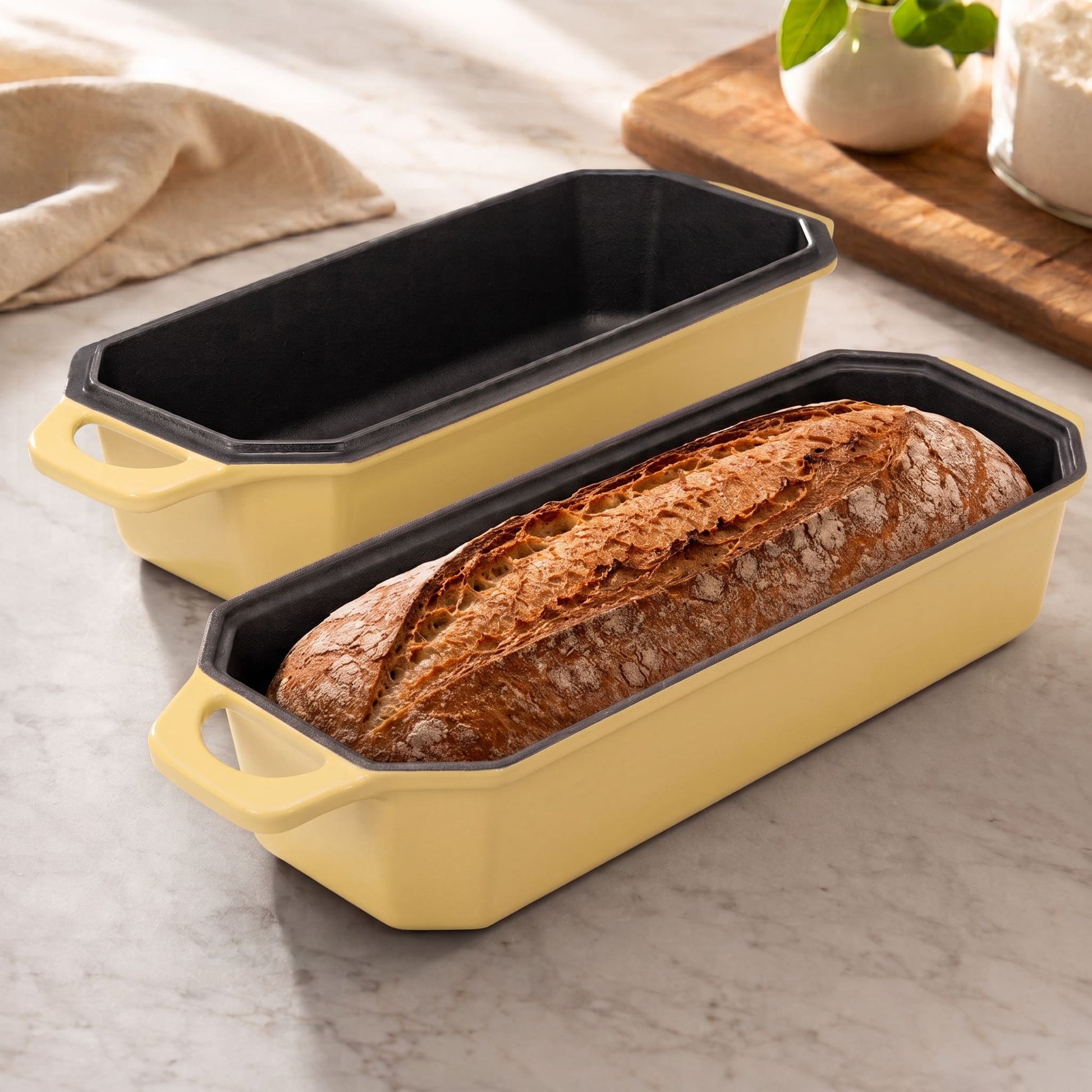 enameled cast iron long loaf pan 33 x 13 cm sunny yellow