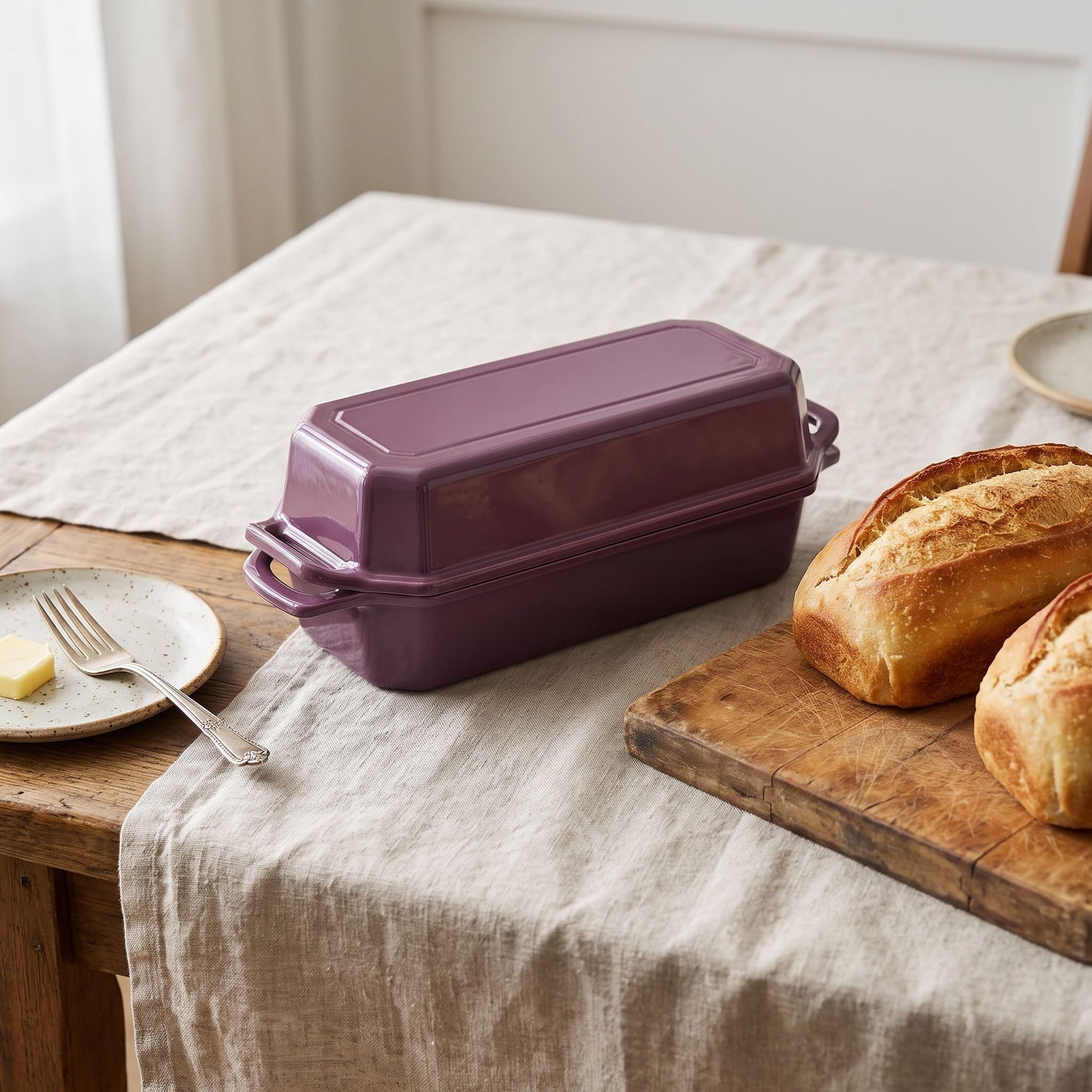 enameled cast iron loaf pan 33 x 13 cm plum purple