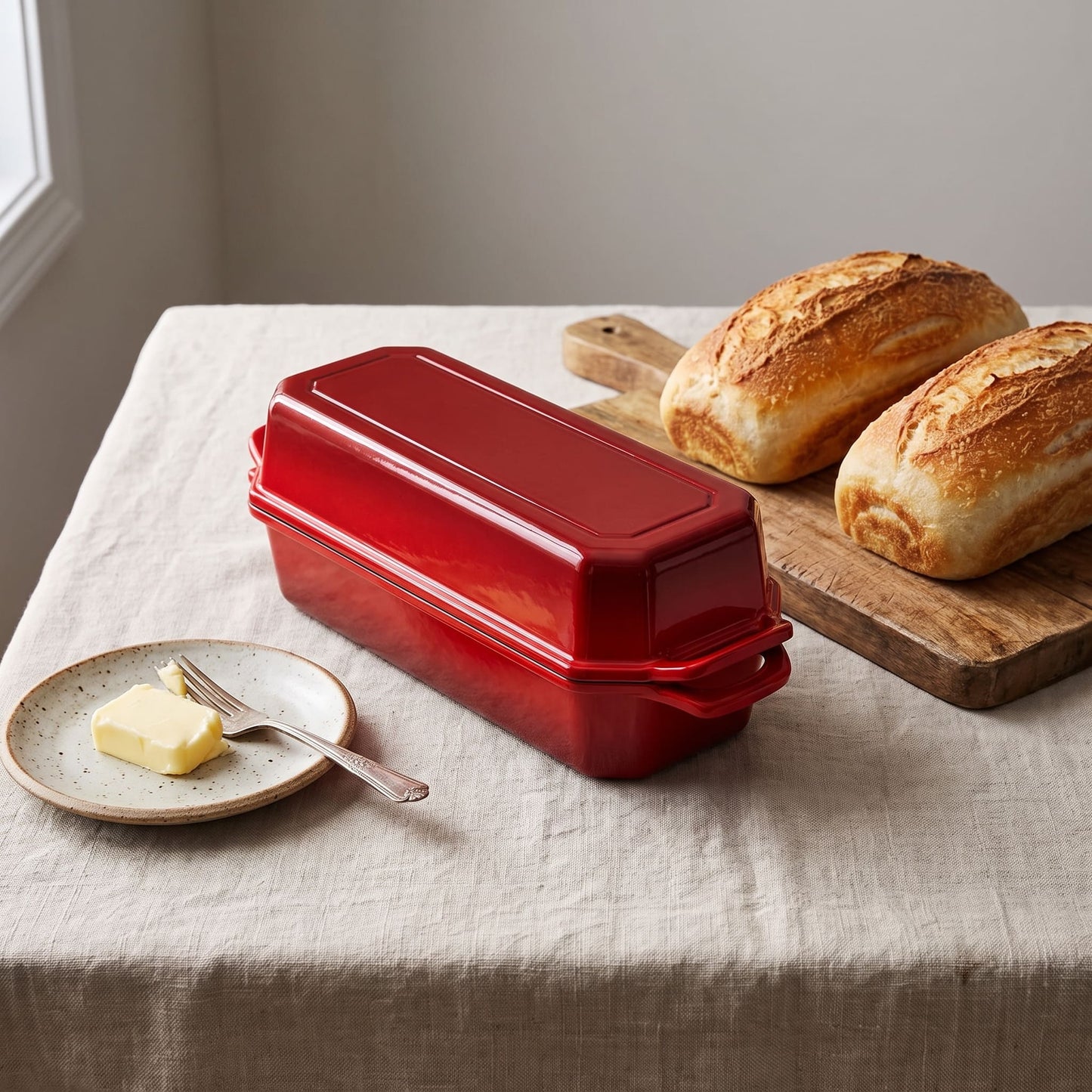 enameled cast iron loaf pan 33 x 13 cm cherry red