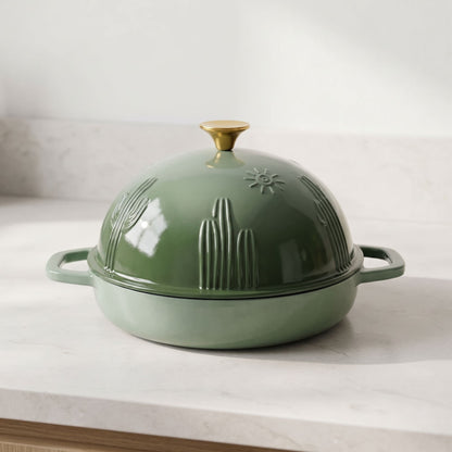 Enamelled cast iron bread oven in sage green