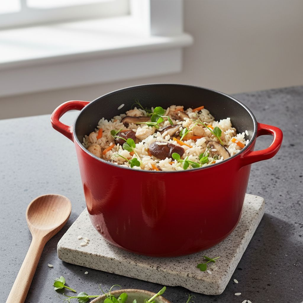 Enamelled Cast Iron Rice Pot