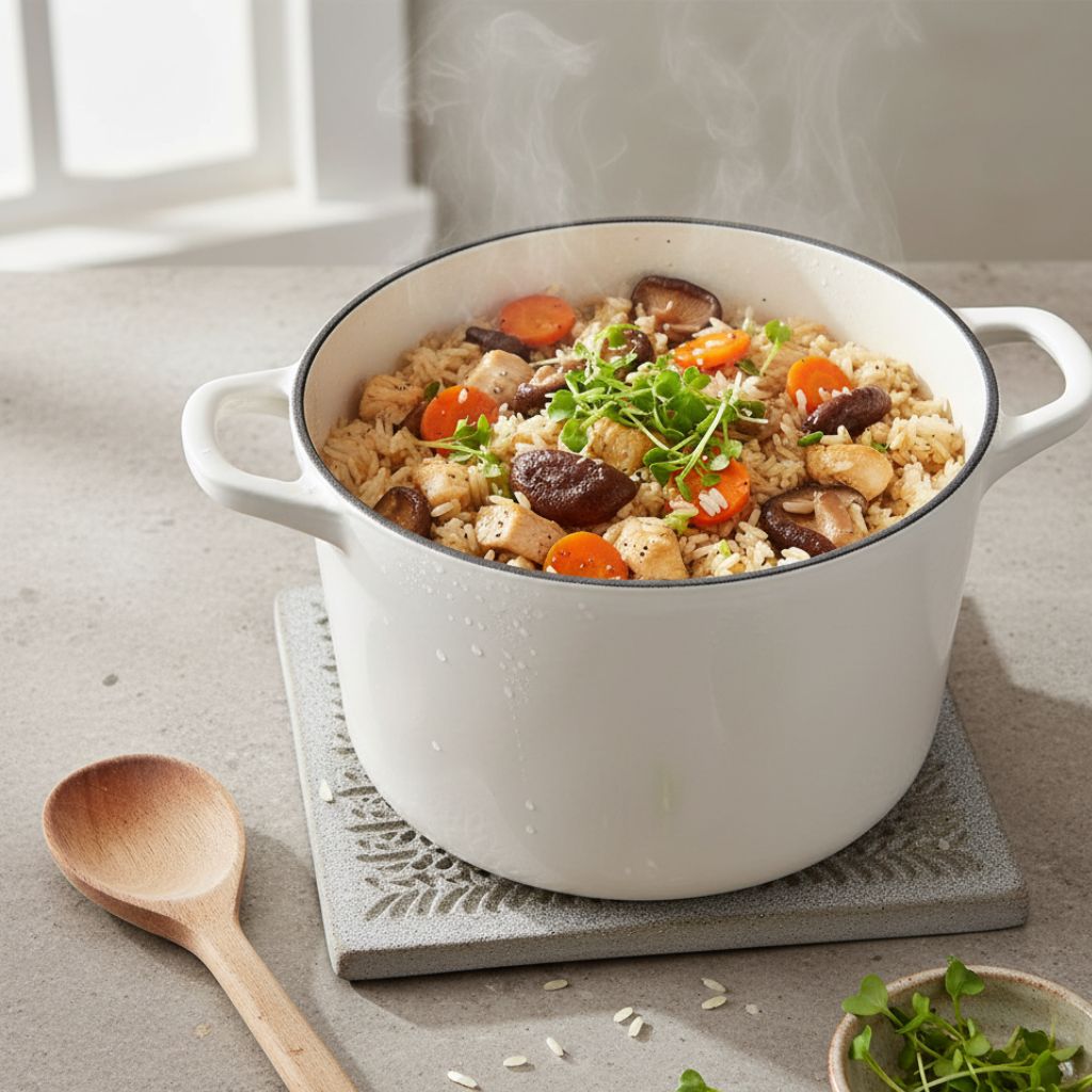 Enamelled Cast Iron Rice Pot