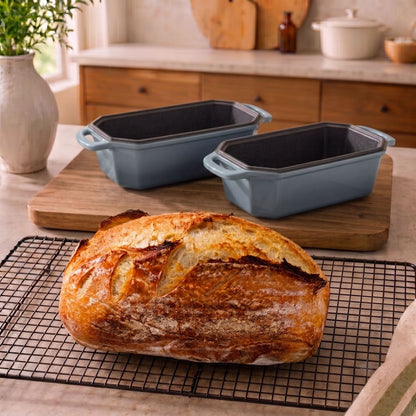 enameled cast iron loaf pan 23 x 13 cm slate blue