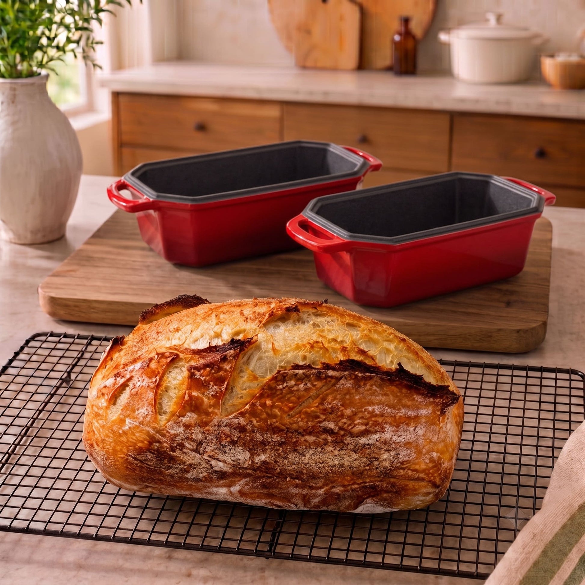 enameled cast iron loaf pan 23 x 13 cm cherry red