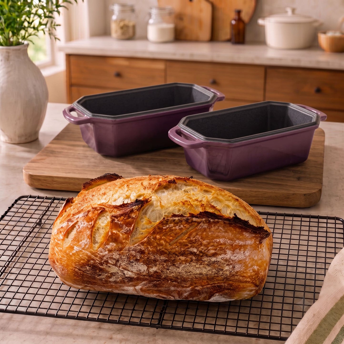enameled cast iron loaf pan 23 x 13 cm plum purple